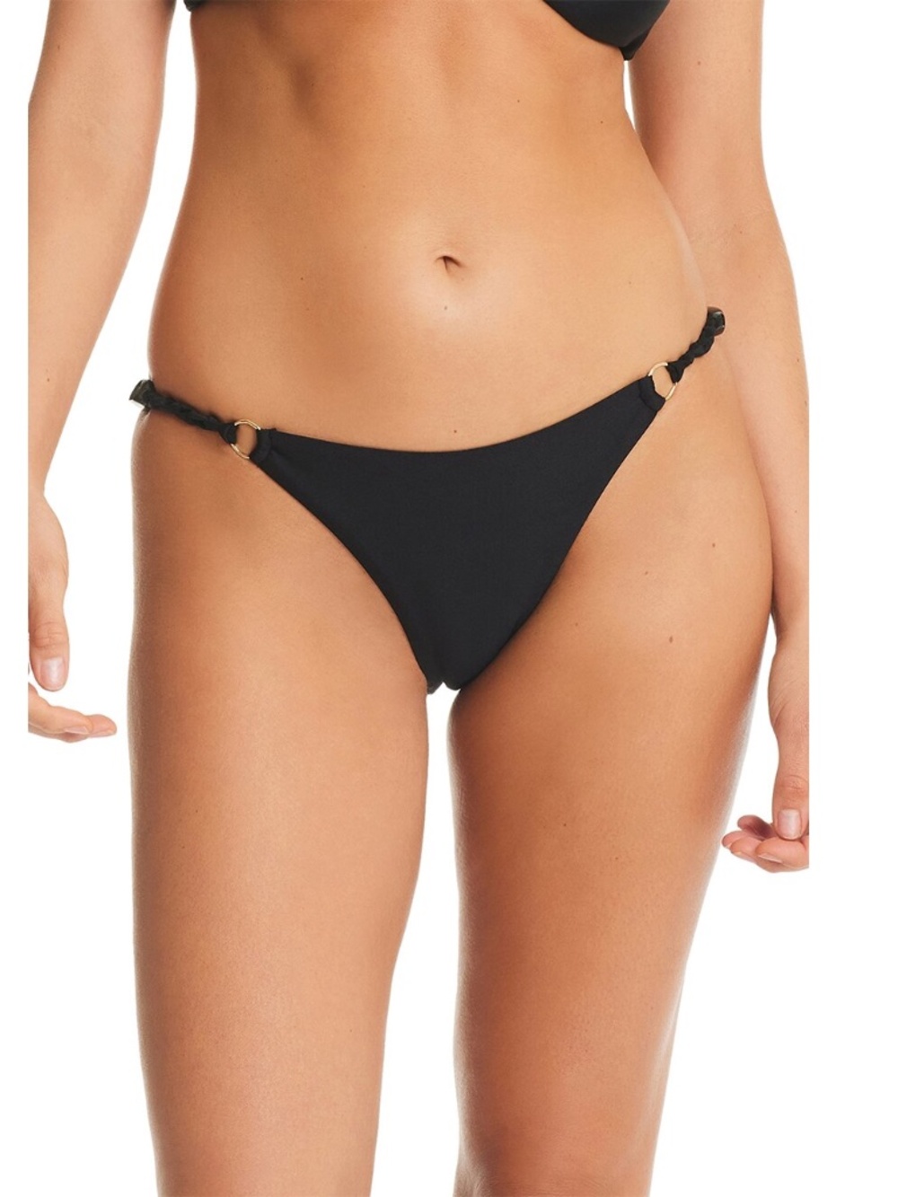 RED CARTER Women's O-Ring Stretch Bikini Bottom Black XL NWT